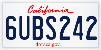 CA license plate 6UBS242