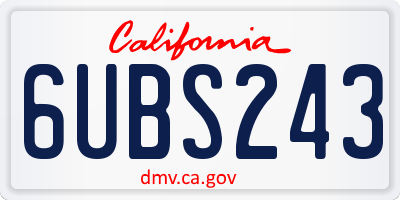 CA license plate 6UBS243