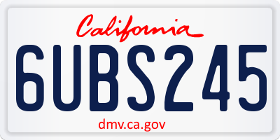 CA license plate 6UBS245