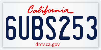 CA license plate 6UBS253