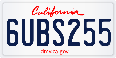 CA license plate 6UBS255