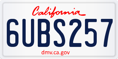 CA license plate 6UBS257