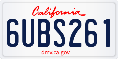 CA license plate 6UBS261