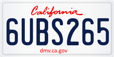 CA license plate 6UBS265