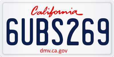 CA license plate 6UBS269