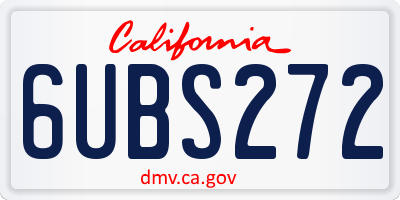 CA license plate 6UBS272
