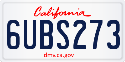 CA license plate 6UBS273