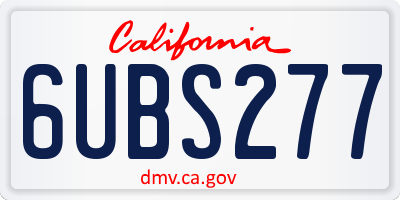 CA license plate 6UBS277