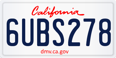 CA license plate 6UBS278
