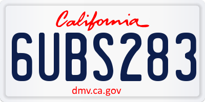 CA license plate 6UBS283