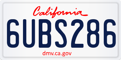 CA license plate 6UBS286