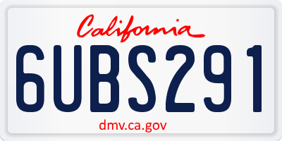 CA license plate 6UBS291