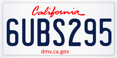 CA license plate 6UBS295