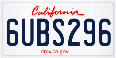 CA license plate 6UBS296