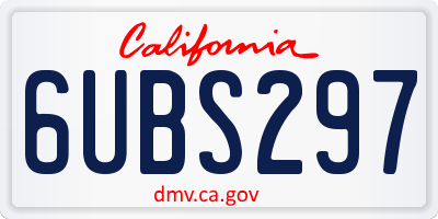 CA license plate 6UBS297