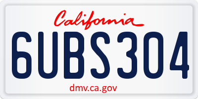CA license plate 6UBS304