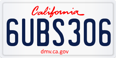 CA license plate 6UBS306
