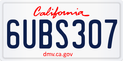 CA license plate 6UBS307