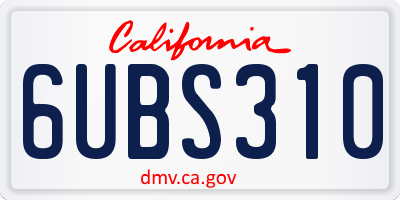 CA license plate 6UBS310