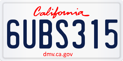 CA license plate 6UBS315