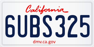 CA license plate 6UBS325