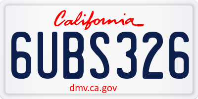 CA license plate 6UBS326