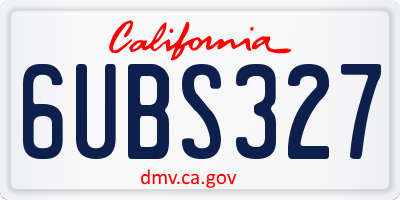 CA license plate 6UBS327