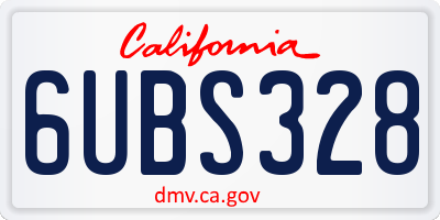 CA license plate 6UBS328