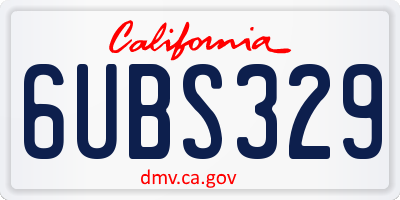 CA license plate 6UBS329