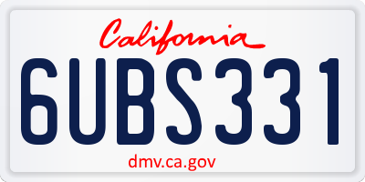 CA license plate 6UBS331
