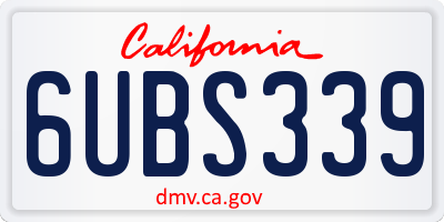 CA license plate 6UBS339