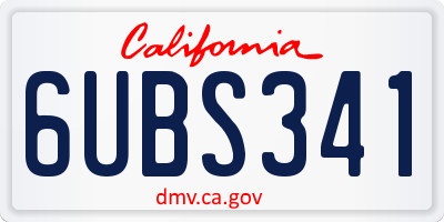 CA license plate 6UBS341