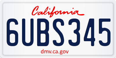 CA license plate 6UBS345