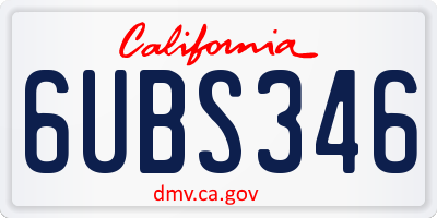 CA license plate 6UBS346