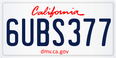CA license plate 6UBS377