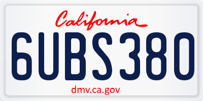 CA license plate 6UBS380