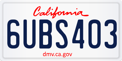 CA license plate 6UBS403
