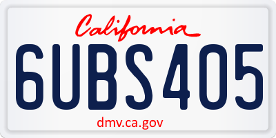 CA license plate 6UBS405