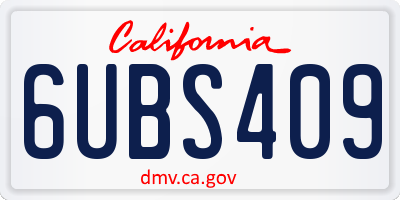 CA license plate 6UBS409