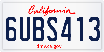 CA license plate 6UBS413