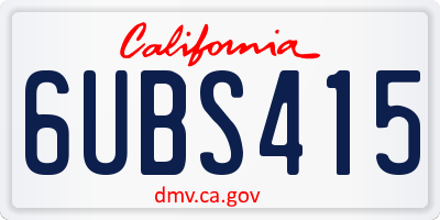 CA license plate 6UBS415