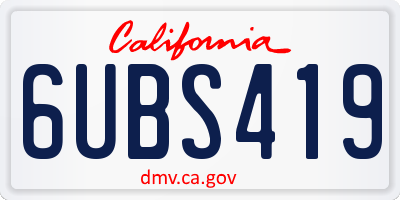 CA license plate 6UBS419