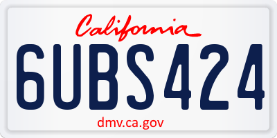 CA license plate 6UBS424
