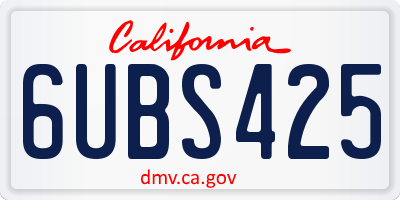 CA license plate 6UBS425
