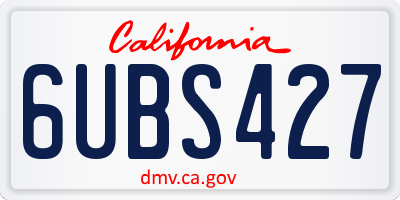 CA license plate 6UBS427