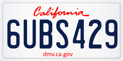 CA license plate 6UBS429