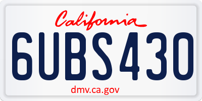 CA license plate 6UBS430