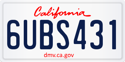 CA license plate 6UBS431