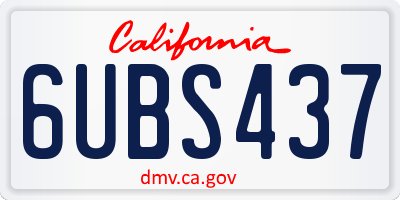 CA license plate 6UBS437