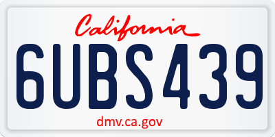 CA license plate 6UBS439